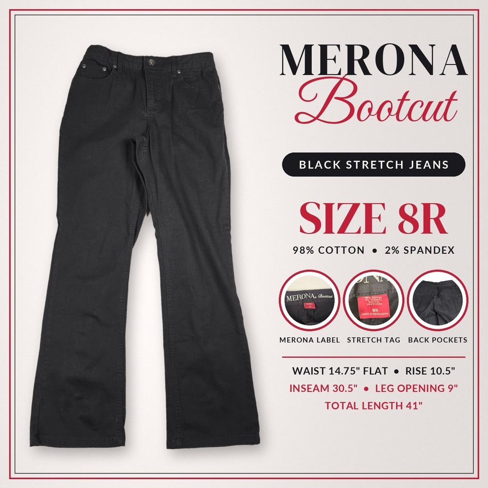Merona Bootcut Black Stretch Jeans Womens Size 8R Mid Rise Solid Denim